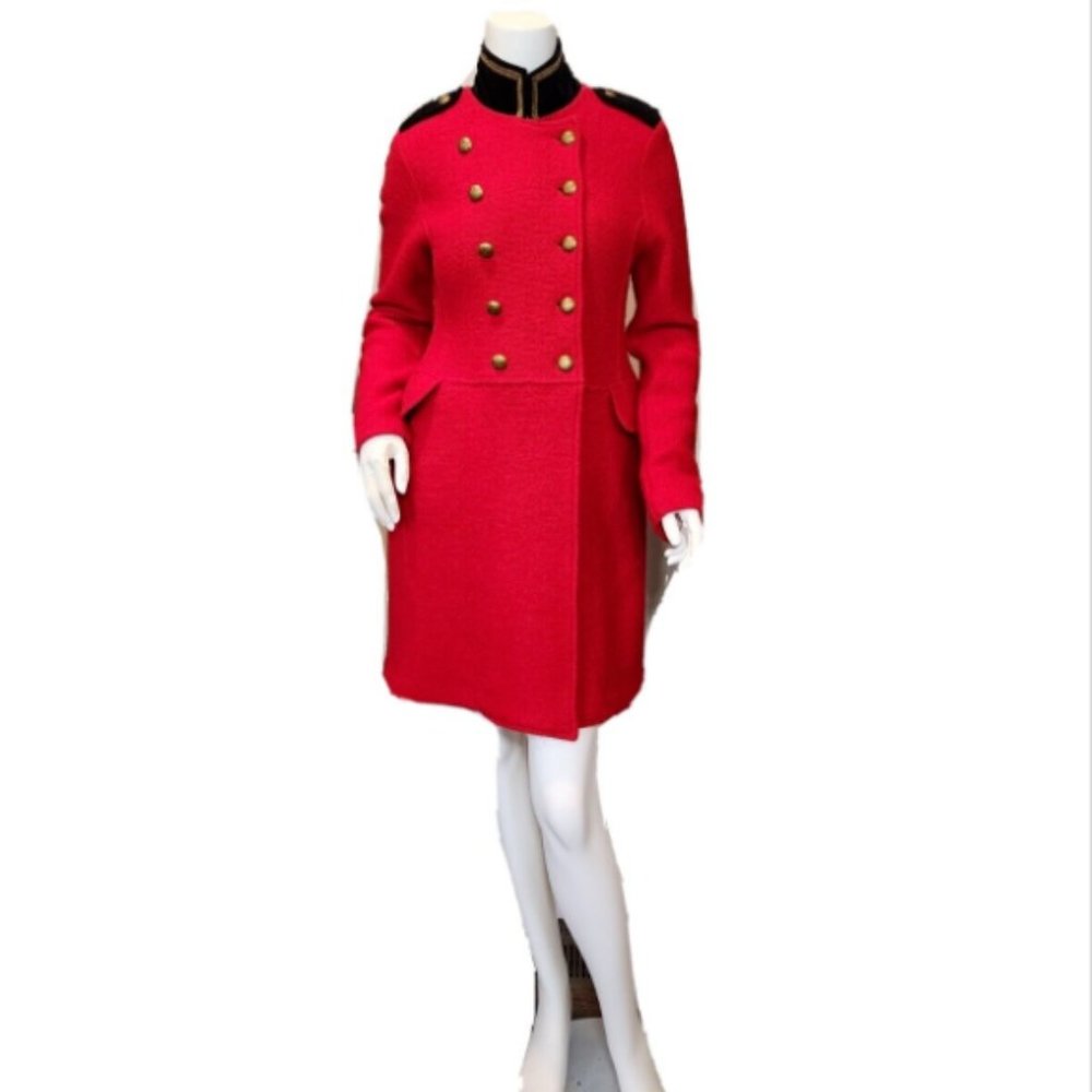 Vtg LRL Ralph Lauren Lambswool Military Long Knit Jacket Coat